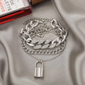 Silver Plated Stone Studded Lock inspired Multi strand Bracelet For Women and Girls