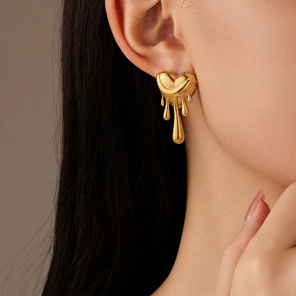 Gold Plated Anti Tarnish Stainless Steel Quirky Drop Earrings