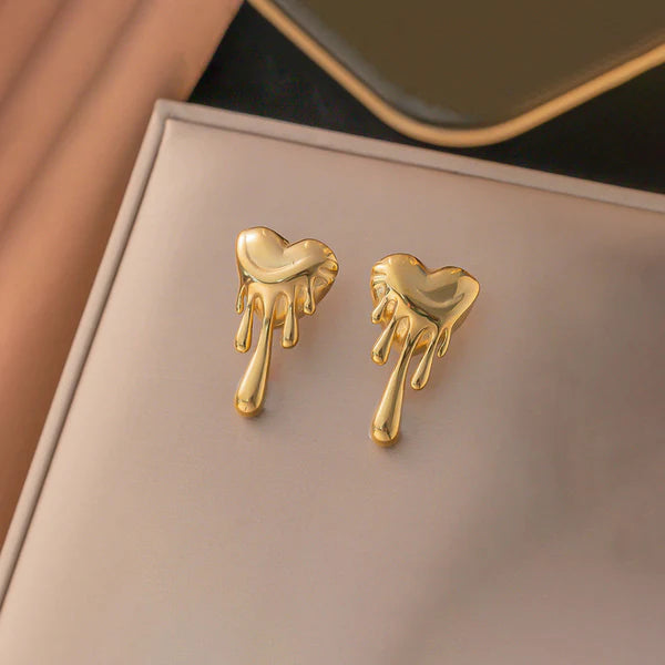 Gold Plated Anti Tarnish Stainless Steel Quirky Drop Earrings