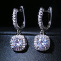 Silver Plated Anti Tarnish American Diamond Studded Rectangular Crushed Ice Cut Drop Earrings
