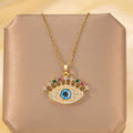Gold Plated Anti Tarnish Stainless Steel Evil Eye Themed Multicolor Pendant