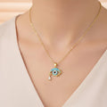 Gold Plated Stainless Steel American Diamond Studded Evil Eye Themed Pendant