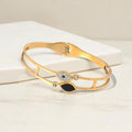 Gold Plated Stainless Steel Evil Eye Themed Anti Tarnish Bangle Style Bracelet